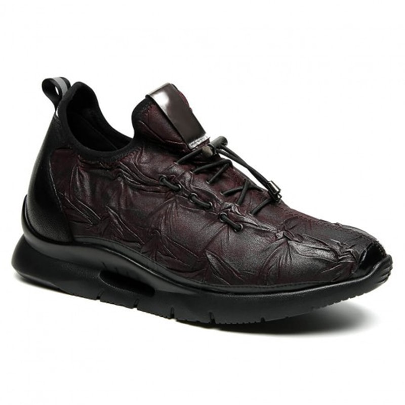 Wine Red Elevated Sneakers That Add Height 7 CM /2.76 Inches