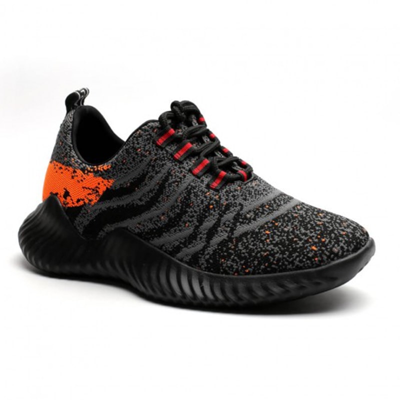 Gray / Orange Height Increasing Trainers Knit Elevator Sports Shoes 6 ...