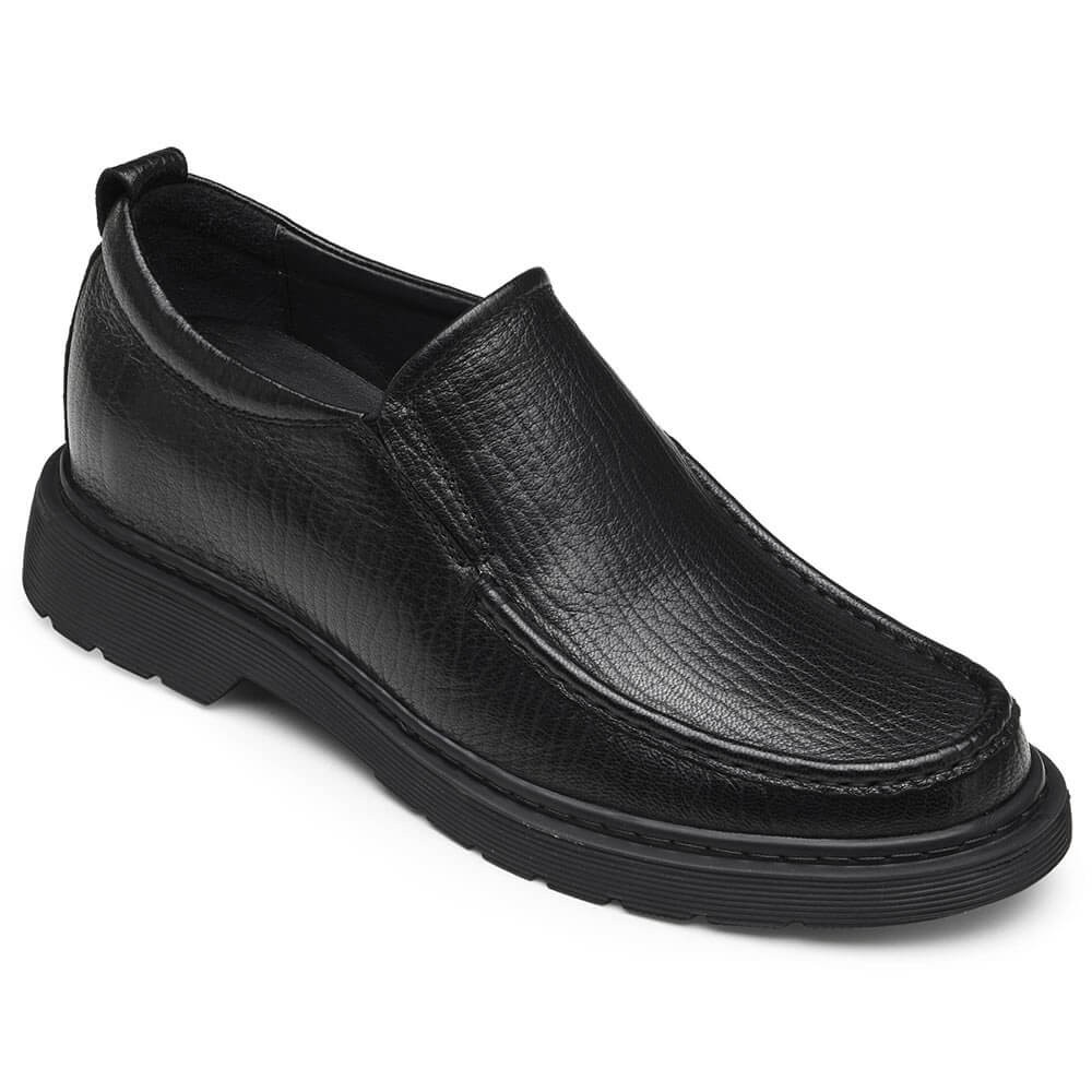 Men’s Elevator Loafer Shoes Taller Loafers Black Leather Shoes 6CM /2.36 Inches