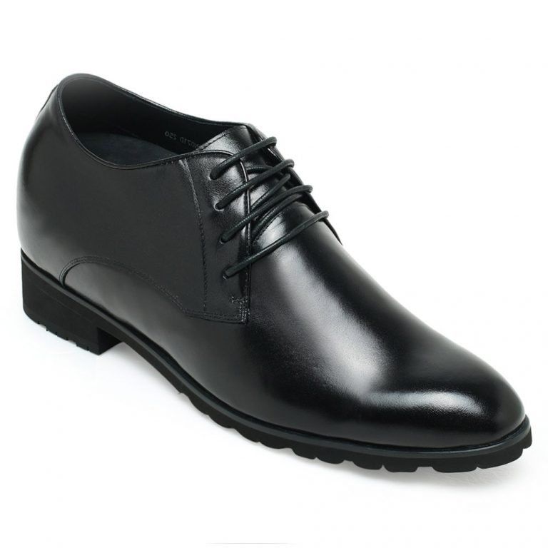 10cm/3.94 Inch Taller Black Elevator Dress Shoes For Men - Locaka
