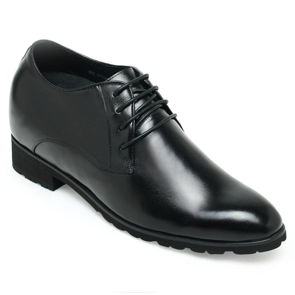 10cm/3.94 Inch Taller Black Elevator Dress Shoes For Men