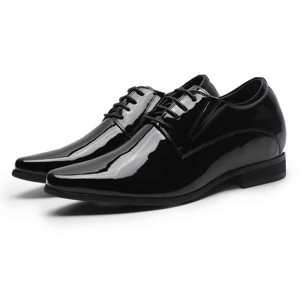 Black Tuxedo Patent Leather Men’s Dress Shoes 8CM / 3.15 Inches - Locaka