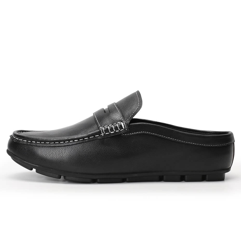 Height Increasing Loafers Shoes Black Leather Dress Slipper Elevator ...