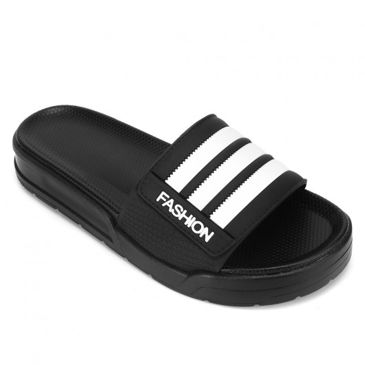 Men’s Platform Slippers Height Increasing Slippers Black Non Slip Indoor Outdoor Sandals 4CM / 1.57 Inches Taller