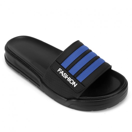 Men’s Platform Slippers Height Increasing Slippers Blue Non Slip Indoor Outdoor Sandals 4CM / 1.57 Inches Taller