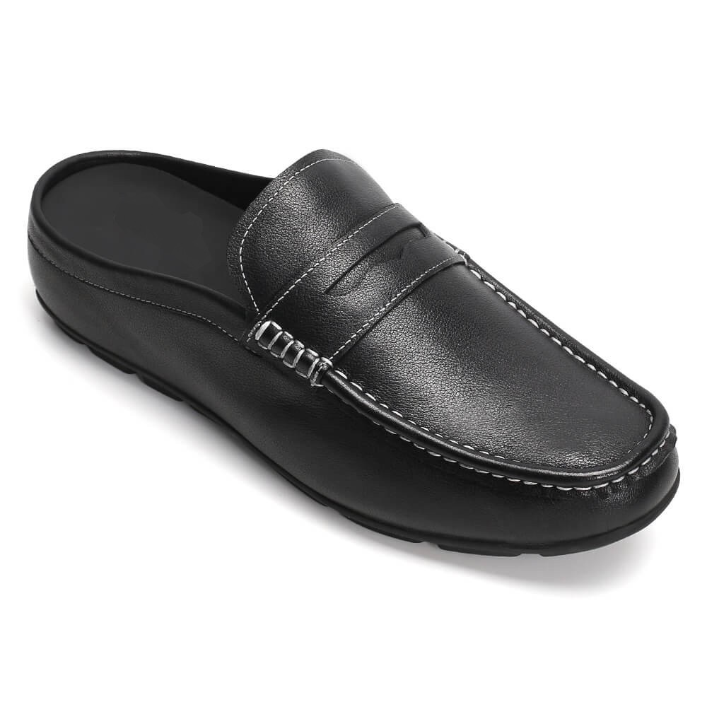 Loafers Shoes Black Leather Dress Slipper Elevator Moccasins Driving Shoes 5 CM / 1.95 Inches