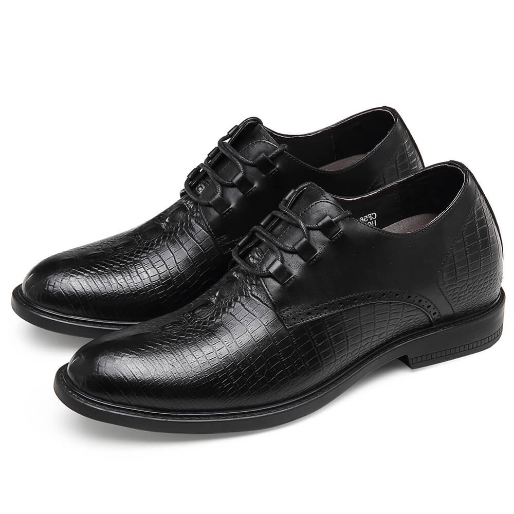  Dress Oxford Shoes for Men Lace Up Checkered Round Toe Cowhide  Low Top Slip Resistant Block Heel Anti-Slip Wedding Suitable for Many  Occasions. (Color : Black, Size : 7)