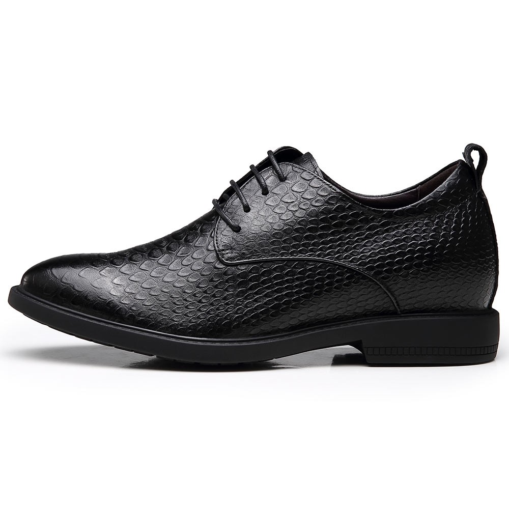 Black Leather Shoes For Short Men Get 7CM / 2.76 Inches Taller - Locaka