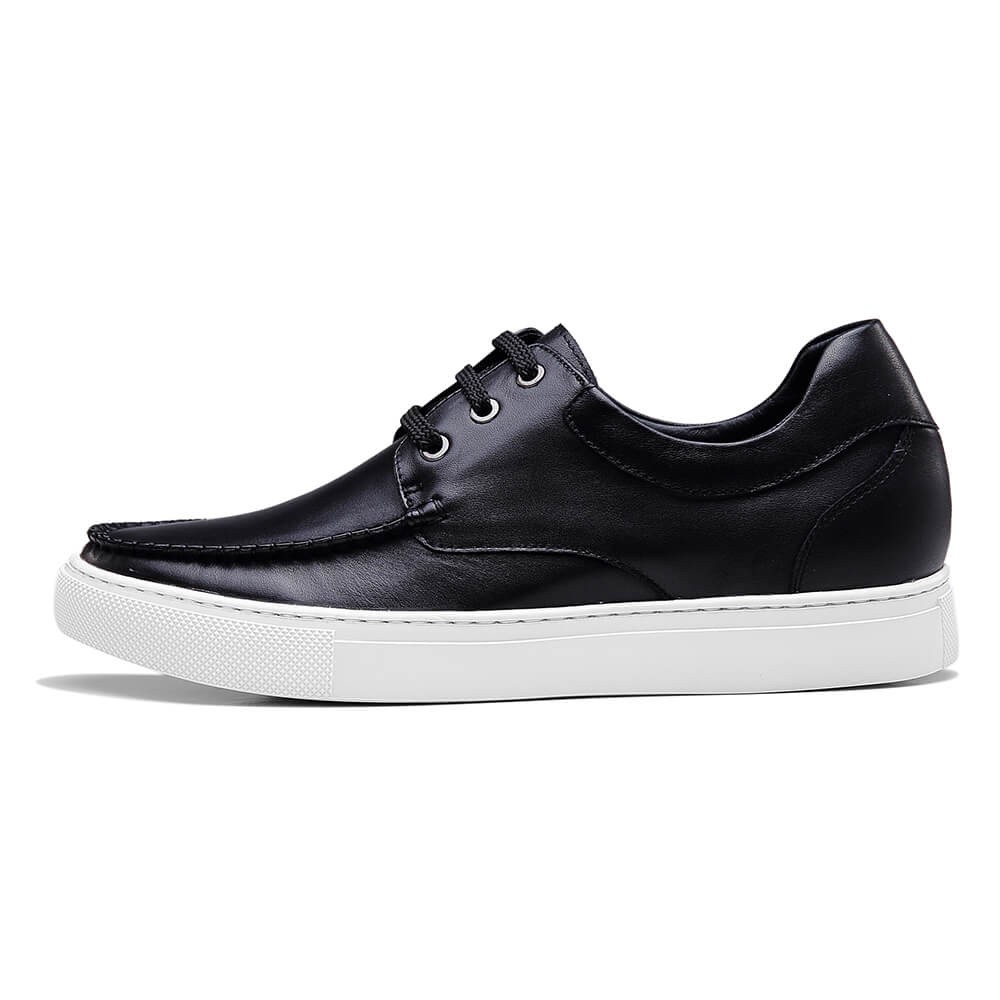 Elevator Sneakers Black Leather Height Shoes For Men Height Increase Sneakers 6CM /2.36 Inches