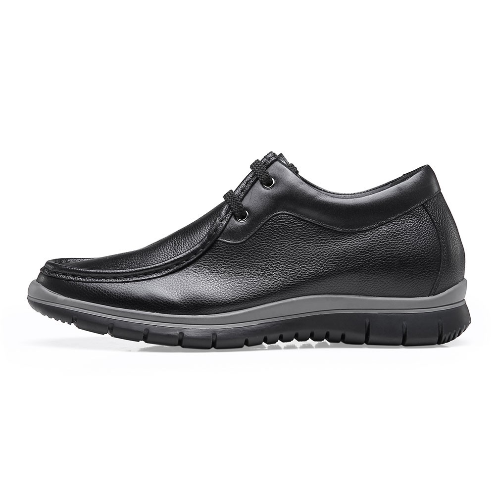 Men’s Height Increasing Shoes Daily Black Leather Taller Shoes 6CM / 2.36 Inches