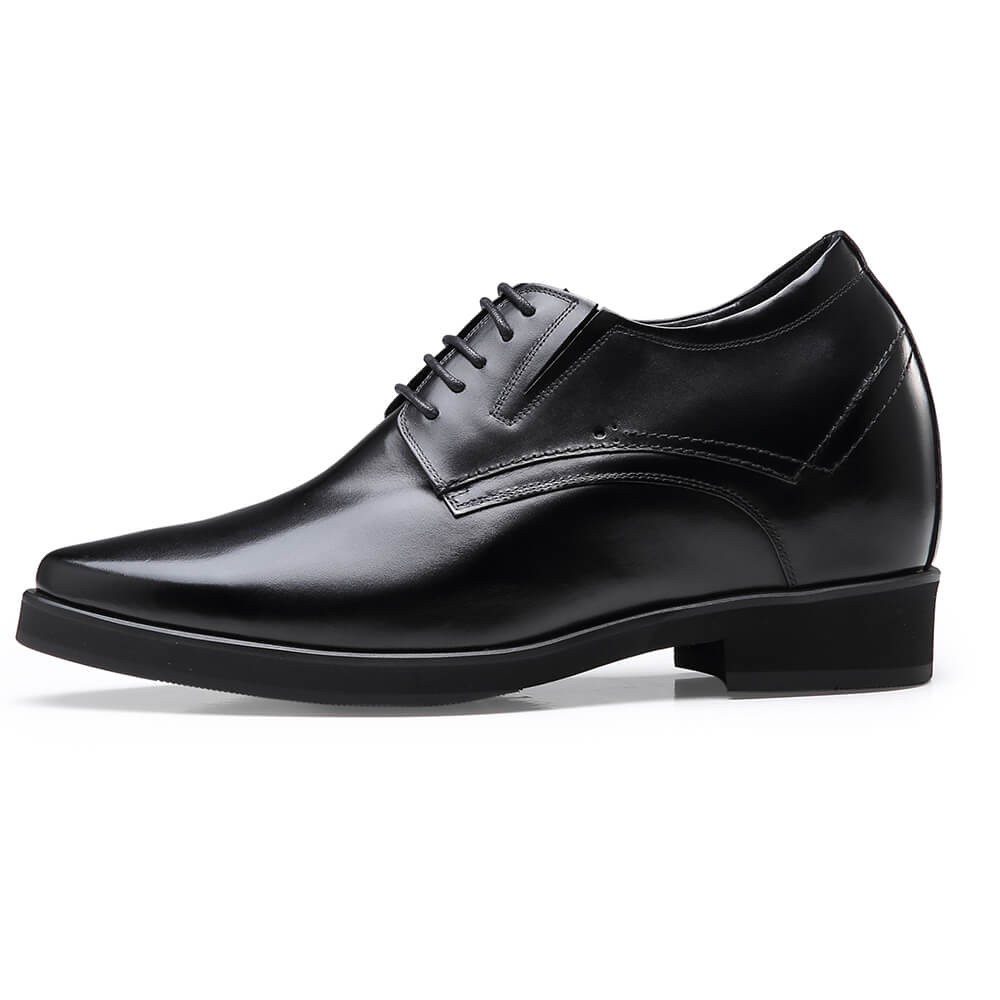 Black Tall Men Shoes High Heel Men Dress Shoes 10 CM / 3.94 Inches