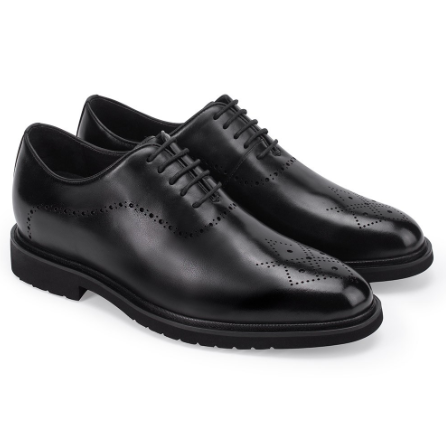Black Leather Formal Shoes That Add Height 7CM / 2.76 Inches Taller