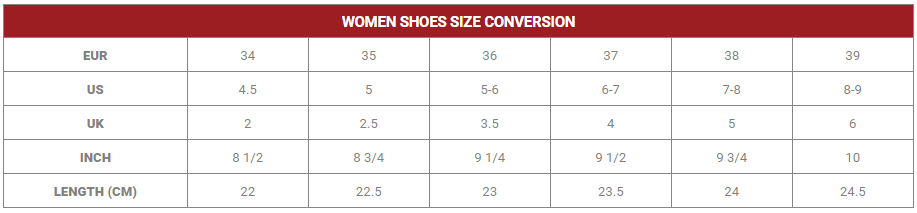 Women Foot Size Guide