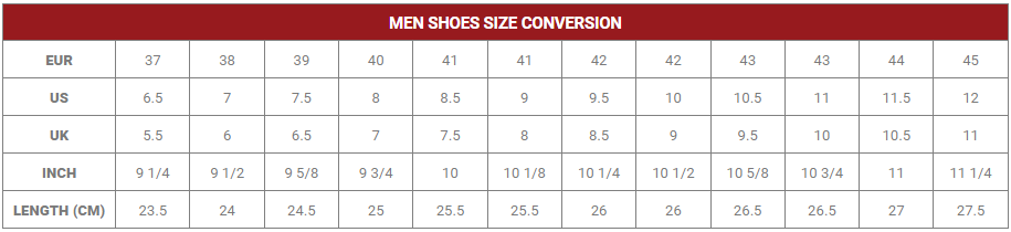  Men Foot Size Guide