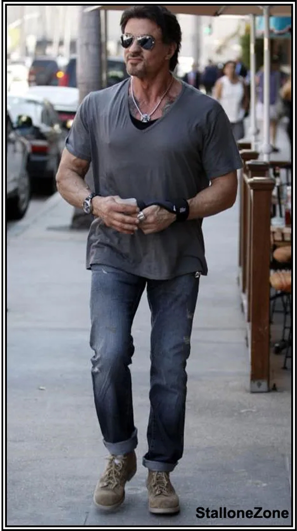 Sylvester Stallone wearing elevator shoes